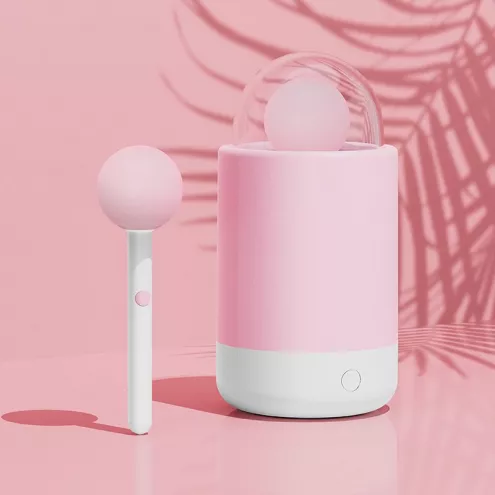 Вібратор-цукерка на паличці KISSTOY Pink Pop, зарядний кейс-нічник