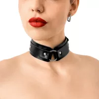 БДСМ-нашийник із кільцем Art of Sex - Martina Collar with ring, натуральна шкіра, колір чорний