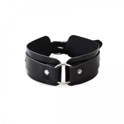 БДСМ-нашийник із кільцем Art of Sex - Martina Collar with ring, натуральна шкіра, колір чорний