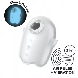 Вакуумный клиторальный стимулятор с вибрацией Satisfyer Glowing Ghost White - 1