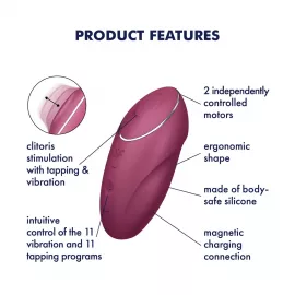 Вибростимулятор-пульсатор Satisfyer Tap & Climax 1 Red, эффект постукивания пальцем - 3