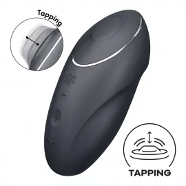 Вибростимулятор-пульсатор Satisfyer Tap & Climax 1 Grey, эффект постукивания пальцем - 1