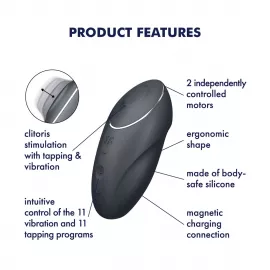Вибростимулятор-пульсатор Satisfyer Tap & Climax 1 Grey, эффект постукивания пальцем - 7