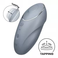 Вибростимулятор-пульсатор Satisfyer Tap & Climax 1 Bluegrey, эффект постукивания пальцем