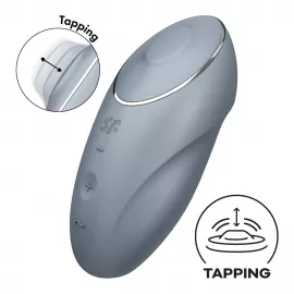 Вибростимулятор-пульсатор Satisfyer Tap & Climax 1 Bluegrey, эффект постукивания пальцем - 1