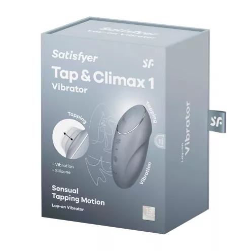 Вибростимулятор-пульсатор Satisfyer Tap & Climax 1 Bluegrey, эффект постукивания пальцем