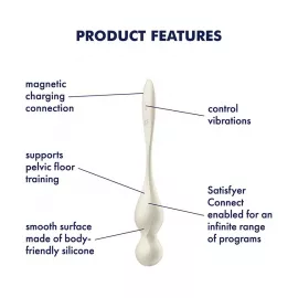 Вагинальные смарт-шарики с вибрацией Satisfyer Love Birds 1 Connect App White, 78 г - 4