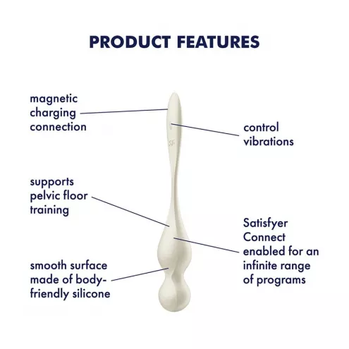 Вагінальні смарт-кульки з вібрацією Satisfyer Love Birds 1 Connect App White, 78 г