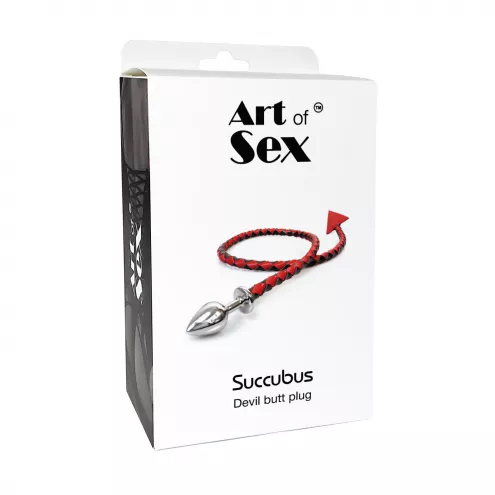 Металева анальна пробка S з диявольським хвостом Art of Sex - Succubus, чорний/червоний