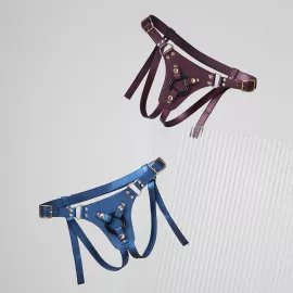 Трусики для страпона Strap-On-Me Leatherette Harness Generous - One Size - Aubergine - 4