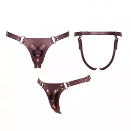 Трусики для страпона Strap-On-Me Leatherette Harness Generous - One Size - Aubergine - 5
