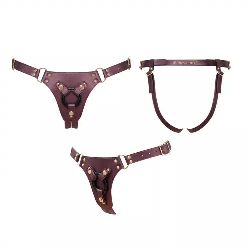 Трусики для страпону Strap-On-Me Leatherette Harness Generous - One Size - Aubergine