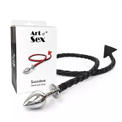 Металева анальна пробка S з диявольським хвостом Art of Sex - Succubus, чорний