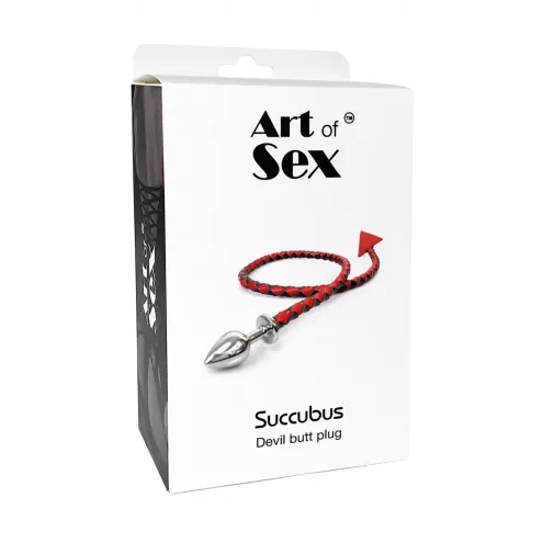 Металева анальна пробка S з диявольським хвостом Art of Sex - Succubus, чорний