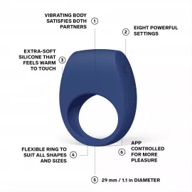 Ерекційне кільце з вібрацією LELO Tor 3 Base Blue - 5