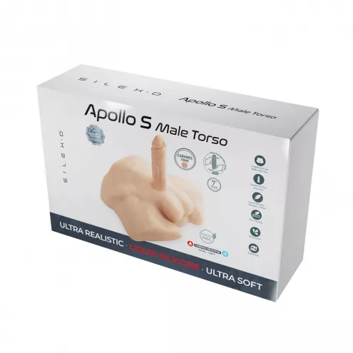 Напівторс з фалоімітатором на присосці SilexD Apollo S Male Torso Caramel