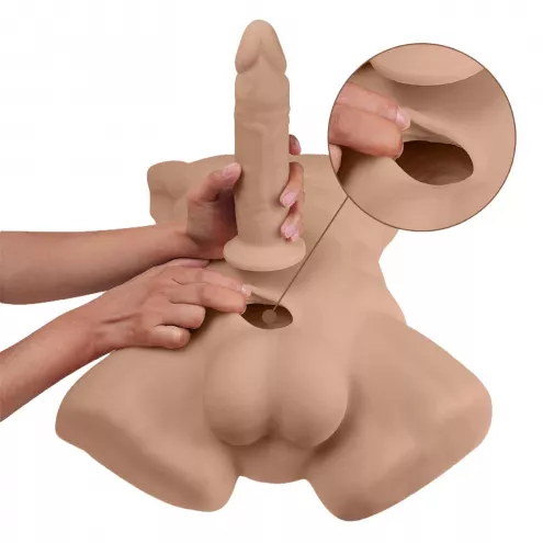 Торс із фалоімітатором на присосці SilexD Apollo L Male Torso Caramel