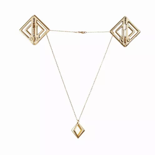 Затискачі для сосків з легкою підвіскою LOCKINK Adjustable Nipple Clamps with Light Pendant - Golden