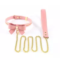 Поводок LOCKINK SEVANDA Love Heart Butterfly Leather Collar Set - Pink