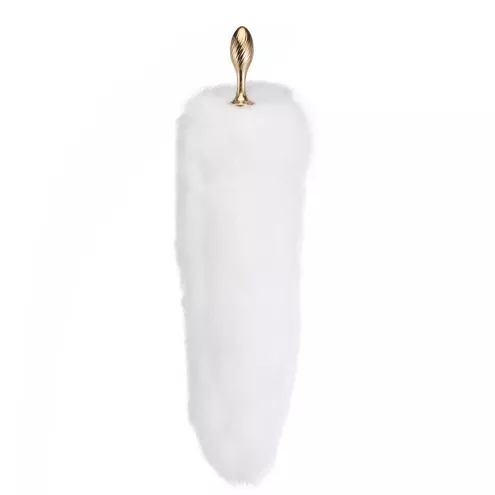 Металлическая анальная пробка Лисий хвост LOCKINK SEVANDA White Fox-Tail Anal Pear-shape Plug