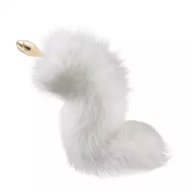 Металева анальна пробка Лисий хвіст LOCKINK SEVANDA White Fox-Tail Anal Rose-shape Plug - 6