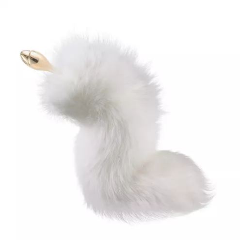 Металева анальна пробка Лисий хвіст LOCKINK SEVANDA White Fox-Tail Anal Rose-shape Plug