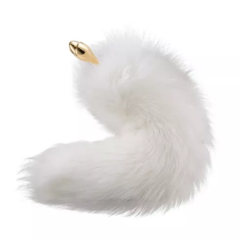 Металева анальна пробка Лисий хвіст LOCKINK SEVANDA White Fox-Tail Anal Rose-shape Plug