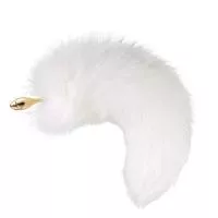 Металева анальна пробка Лисий хвіст LOCKINK SEVANDA White Fox-Tail Anal Rose-shape Plug