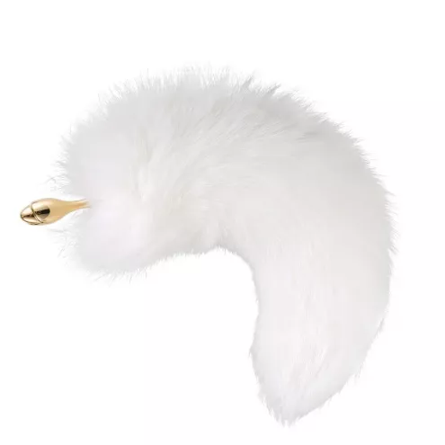 Металева анальна пробка Лисий хвіст LOCKINK SEVANDA White Fox-Tail Anal Rose-shape Plug