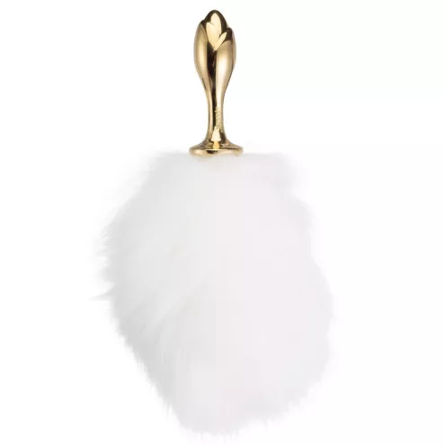 Металева анальна пробка Кролячий хвіст LOCKINK SEVANDA White Bunny-Tail Anal Rose-shape Plug