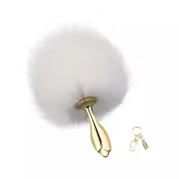 Металева анальна пробка Кролячий хвіст LOCKINK SEVANDA White Bunny-Tail Anal Rose-shape Plug