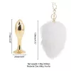 Металева анальна пробка Кролячий хвіст LOCKINK SEVANDA White Bunny-Tail Anal Rose-shape Plug