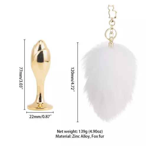 Металева анальна пробка Кролячий хвіст LOCKINK SEVANDA White Bunny-Tail Anal Rose-shape Plug