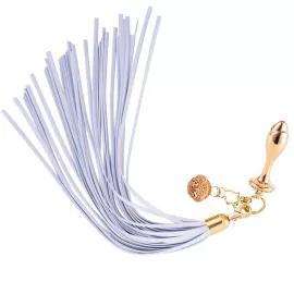 Металева анальна пробка Хвіст поні LOCKINK SEVANDA White Pony-Tail Anal Rose-shape Plug - 1