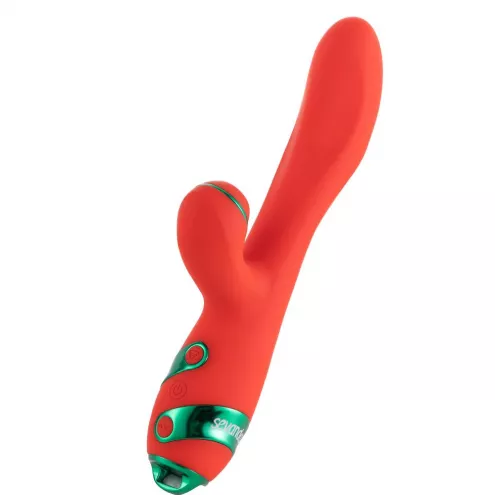Вібратор-кролик із флогером LOCKINK SEVANDA Whip Vibrating Massage Wand - Red & Green