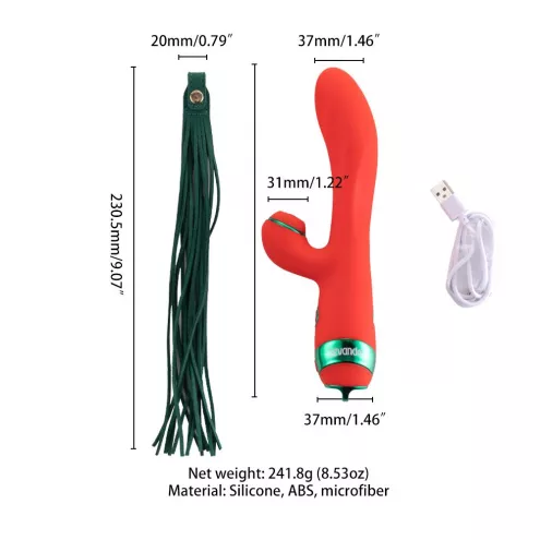 Вібратор-кролик із флогером LOCKINK SEVANDA Whip Vibrating Massage Wand - Red & Green