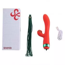 Вібратор-кролик із флогером LOCKINK SEVANDA Whip Vibrating Massage Wand - Red & Green - 9
