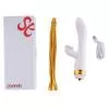 Вибратор-кролик с флоггером LOCKINK SEVANDA Whip Vibrating Massage Wand - White & Golden