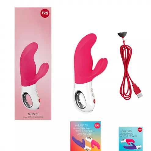 Вібратор-кролик Fun Factory MISS BI pink/white, 2 незалежні мотори, діаметр 4,2 см