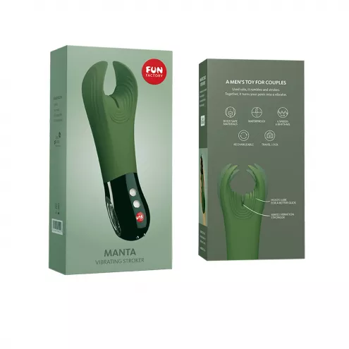 Вібратор для пеніса Fun Factory MANTA moss green/black, підходить для парних ігор