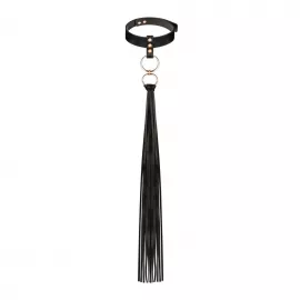Ошейник с флоггером Rosy Gold - Collar with Flogger - Black - 1