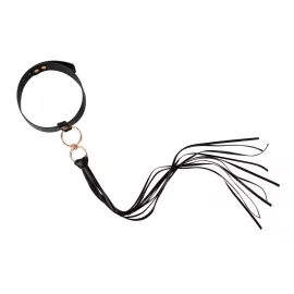 Ошейник с флоггером Rosy Gold - Collar with Flogger - Black - 7