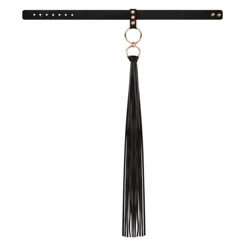 Нашийник з флоггером Rosy Gold - Collar with Flogger - Black