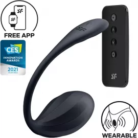Виброяйцо Satisfyer Ribbed Petal Connect App Black - 1
