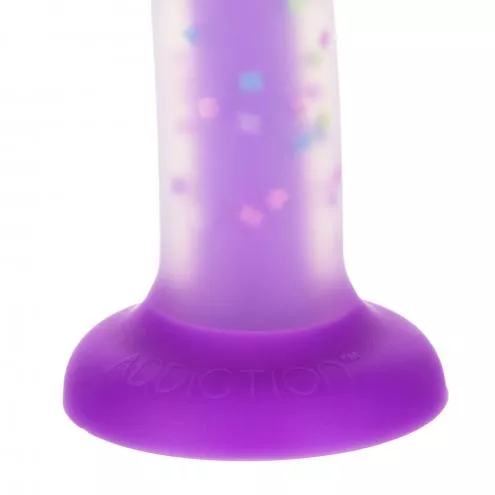 Фалоімітатор, що світиться в темряві ADDICTION Rave 8 Glow in the Dark Dildo Purple Confetti