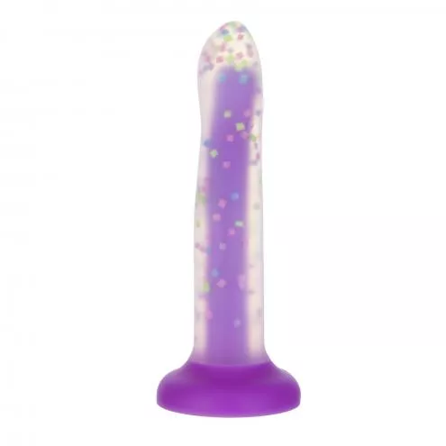 Фалоімітатор, що світиться в темряві ADDICTION Rave 8 Glow in the Dark Dildo Purple Confetti
