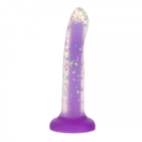Фалоімітатор, що світиться в темряві ADDICTION Rave 8 Glow in the Dark Dildo Purple Confetti
