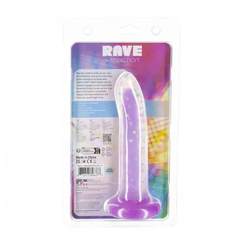 Фалоімітатор, що світиться в темряві ADDICTION Rave 8 Glow in the Dark Dildo Purple Confetti