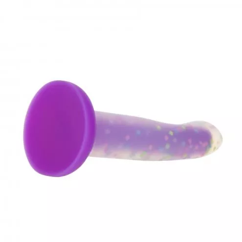 Фалоімітатор, що світиться в темряві ADDICTION Rave 8 Glow in the Dark Dildo Purple Confetti