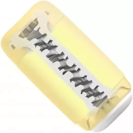 Мастурбатор TENGA PUFFY Custard Yellow, ультрамягкий материал, многоразовый, сквозной - 7